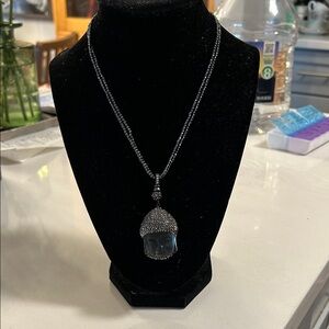 Elegant Black Beaded Necklace with Buddha Pendant